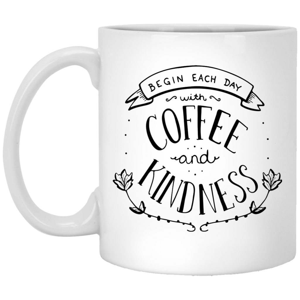 Coffee and Kindness 14 oz White Travel Mug – Underdog Coffee Co